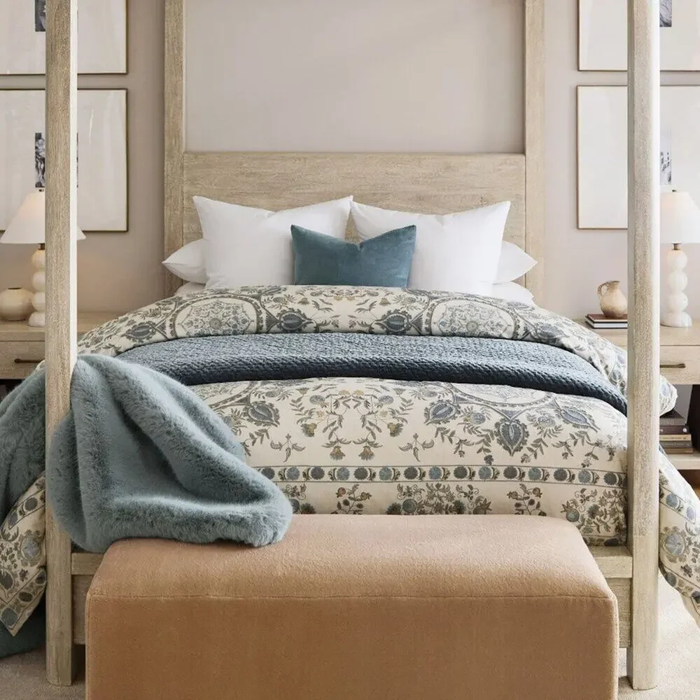 Pottery Barn Lilah Suzani Duvet Cover King / Cal King Floral Embroidered NEW